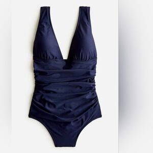 J CREW  re-imagined Ruched V-neck one-piece Navy Sz10 NWOT